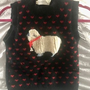 Vintage 100% Shetland wool heart print sweater vest